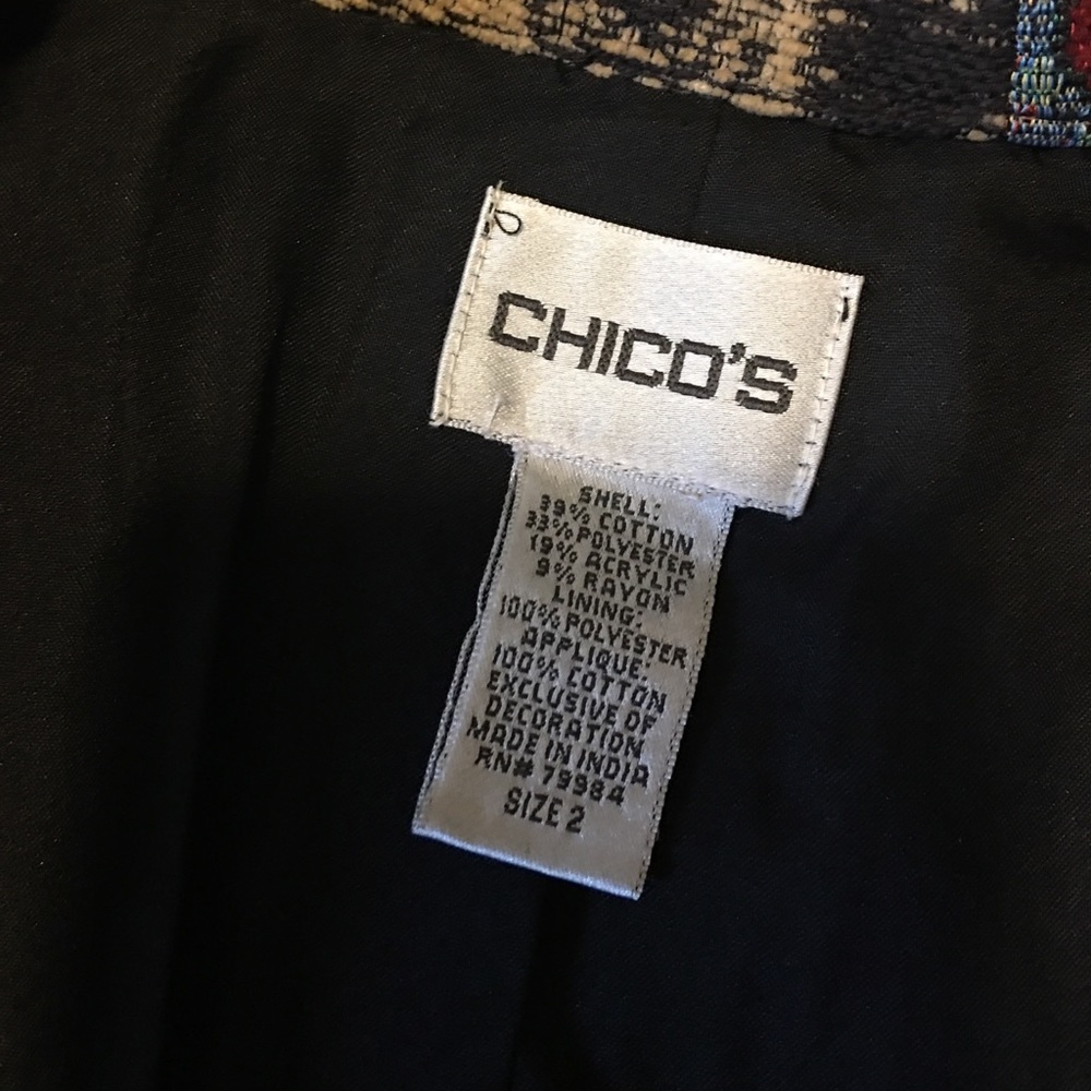 Chico’s Crochet Patchwork Jacket Sz 2 - image 4